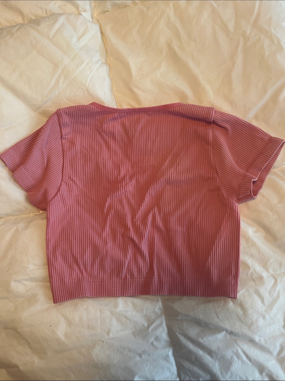 Garage Pink Ribbed V-Neck Crop Top - Picture 4 of 5